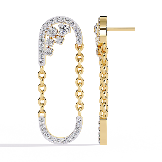Lab Grown Diamond Chain Drop Earrings | Modern Dangling Earrings with Ethical Diamonds | Sustainable Luxury Jewelry –Lustraa’s Minimalist Earrings