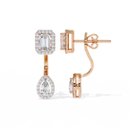 Emerald & Pear Cut Lab Grown Diamond Earrings – 2.12 Carat Halo Drop Studs – Ethical Sustainable Luxury Jewelry –Lustraa’s Diamond Earrings