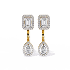 Emerald & Pear Cut Lab Grown Diamond Earrings – 2.12 Carat Halo Drop Studs – Ethical Sustainable Luxury Jewelry –Lustraa’s Diamond Earrings