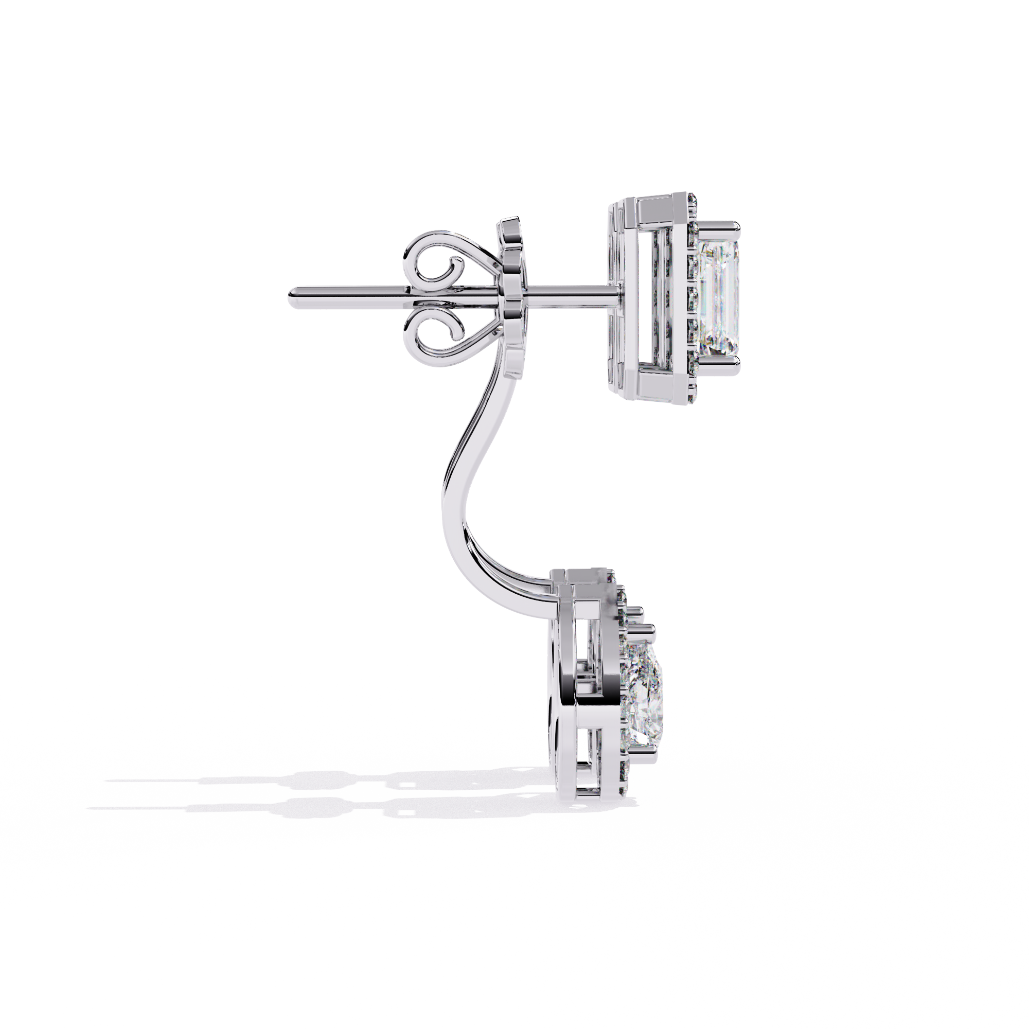 Emerald & Pear Cut Lab Grown Diamond Earrings – 2.12 Carat Halo Drop Studs – Ethical Sustainable Luxury Jewelry –Lustraa’s Diamond Earrings