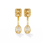 Emerald & Pear Cut Lab Grown Diamond Earrings – 2.12 Carat Halo Drop Studs – Ethical Sustainable Luxury Jewelry –Lustraa’s Diamond Earrings