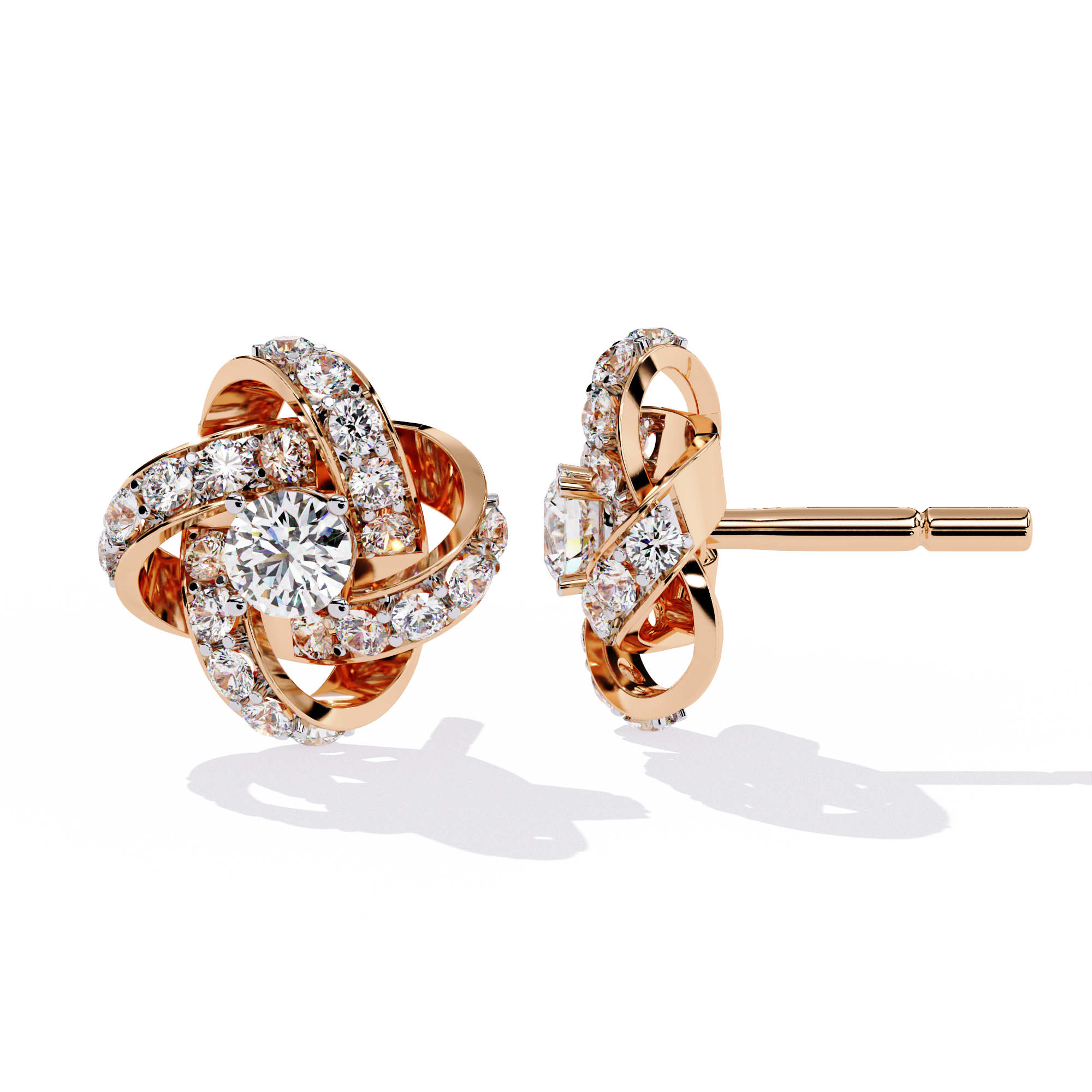 Floral Knot Lab Grown Diamond Earrings | Infinity Flower Studs | Sustainable Luxury Diamond Jewelry –Lustraa’s Floral Earrings