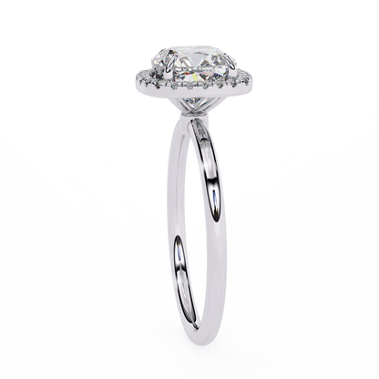 1.78 Carat Cushion Cut Lab Grown Diamond Halo Ring – Lustraa’s Classic Cushion Halo Engagement Ring