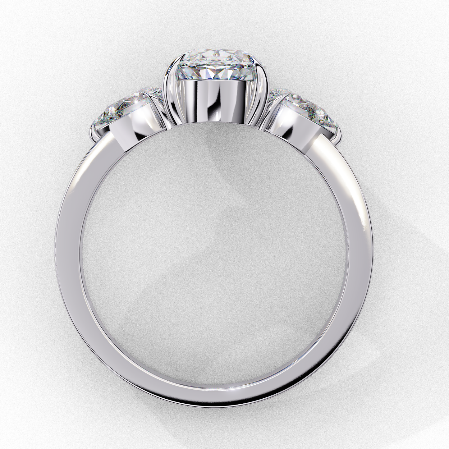 1.20 Carat Oval Cut Lab Grown Diamond Engagement Ring – Three Stone Diamond Ring with Pear Side Stones – Lustraa’s Three Stone Ring