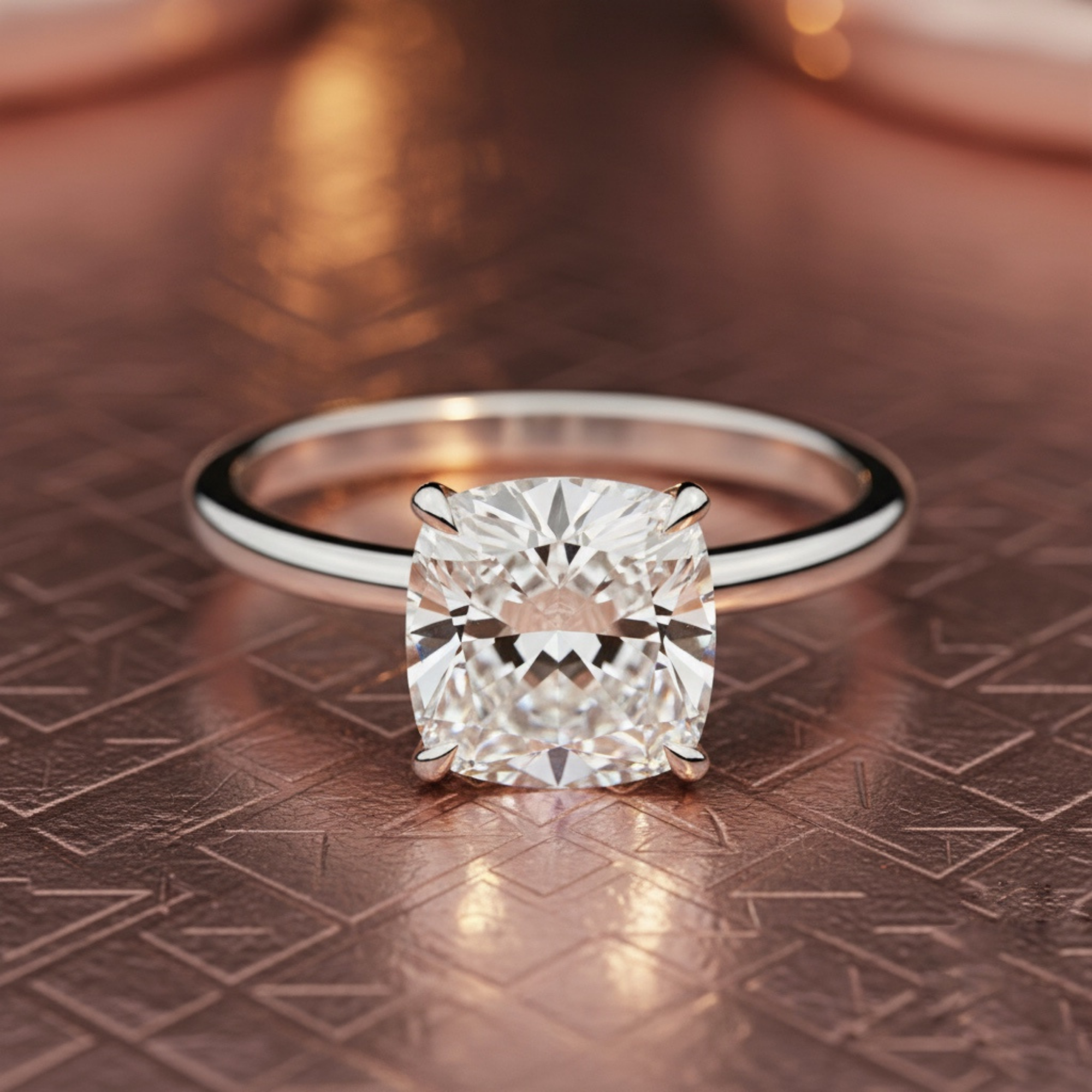 Cushion Cut Lab Grown Diamond Solitaire Engagement Ring –  Classic Cushion Diamond Ring in Elegant Band – Lustraa’s Solitaire Ring