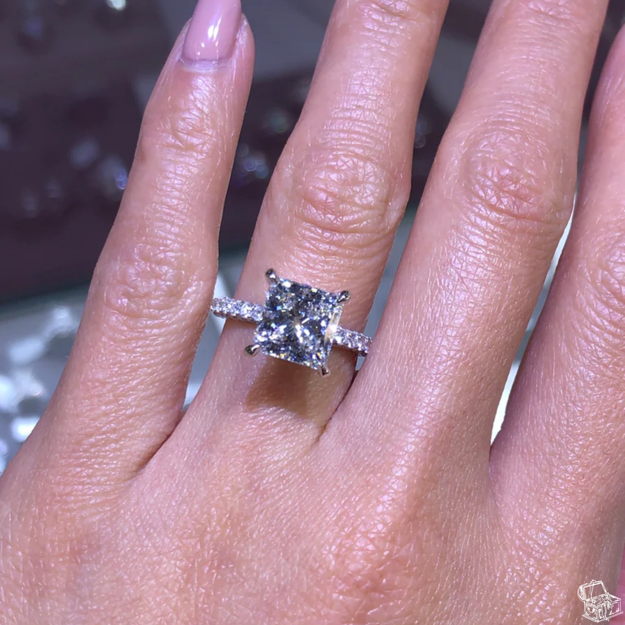 Princess Cut Diamond Engagement Ring with Hidden Halo & Round Side Accents – Elegant Solitaire Bridal Ring – Lustraa’s Solitaire Ring