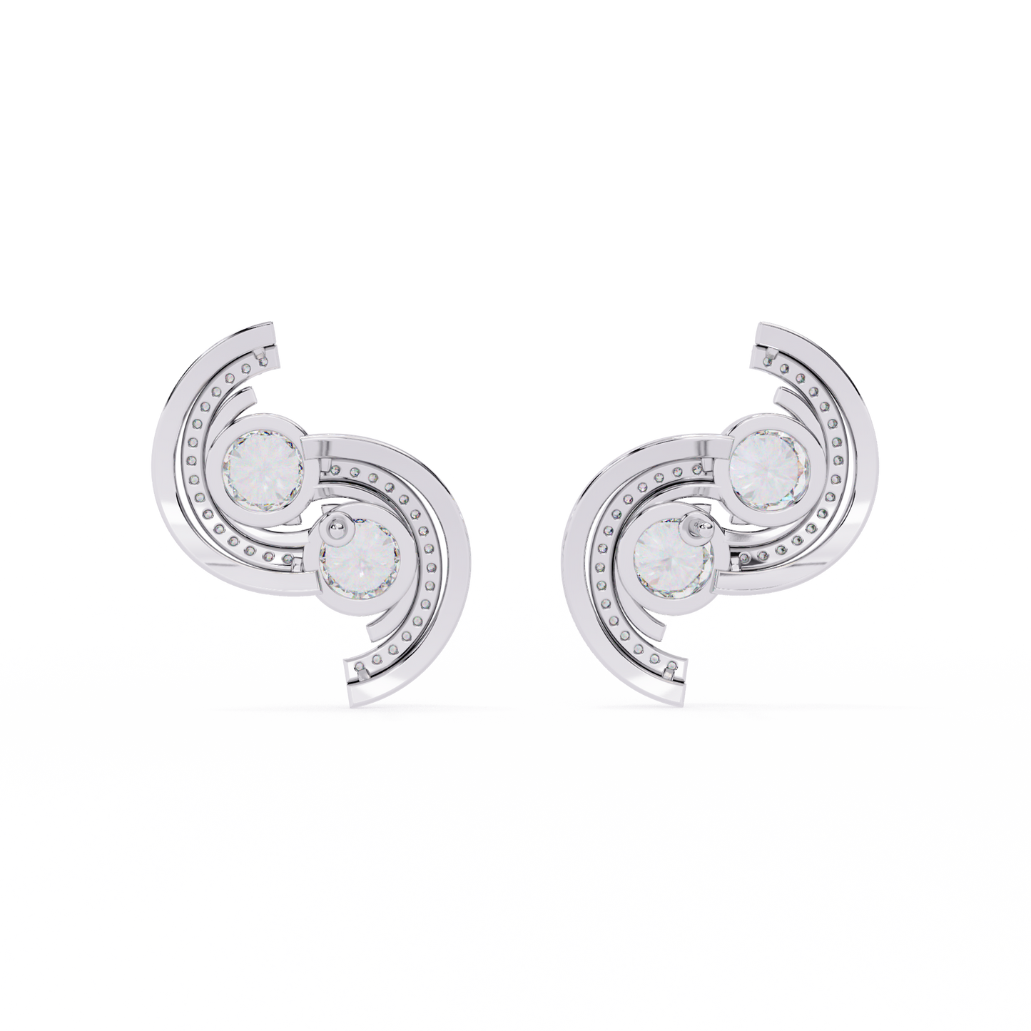 2.05 Carat Modern Swirl Lab Grown Diamond Earrings | Dual Round Diamond Studs | Ethical Sustainable Designer Jewelry –Lustraa’s Diamond Earrings