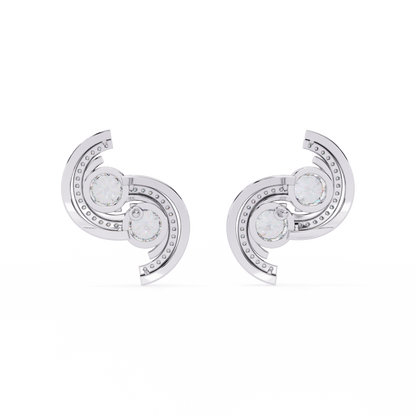 2.05 Carat Modern Swirl Lab Grown Diamond Earrings | Dual Round Diamond Studs | Ethical Sustainable Designer Jewelry –Lustraa’s Diamond Earrings