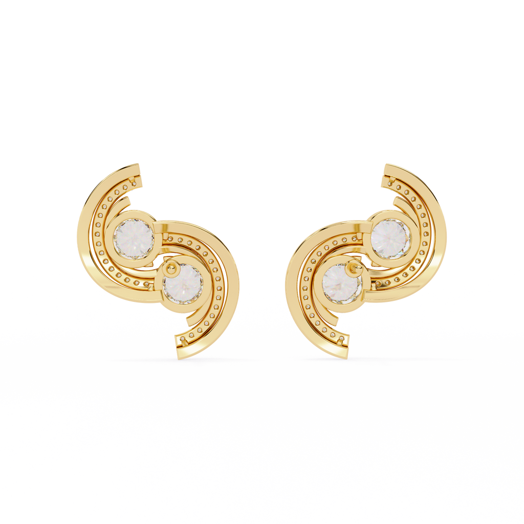 2.05 Carat Modern Swirl Lab Grown Diamond Earrings | Dual Round Diamond Studs | Ethical Sustainable Designer Jewelry –Lustraa’s Diamond Earrings