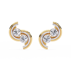 2.05 Carat Modern Swirl Lab Grown Diamond Earrings | Dual Round Diamond Studs | Ethical Sustainable Designer Jewelry –Lustraa’s Diamond Earrings