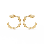 Leaf Motif Lab Grown Diamond Hoop Earrings | Round Diamond in Marquise Design | Sustainable Floral Hoops –Lustraa’s Floral Earrings