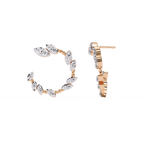 Leaf Motif Lab Grown Diamond Hoop Earrings | Round Diamond in Marquise Design | Sustainable Floral Hoops –Lustraa’s Floral Earrings