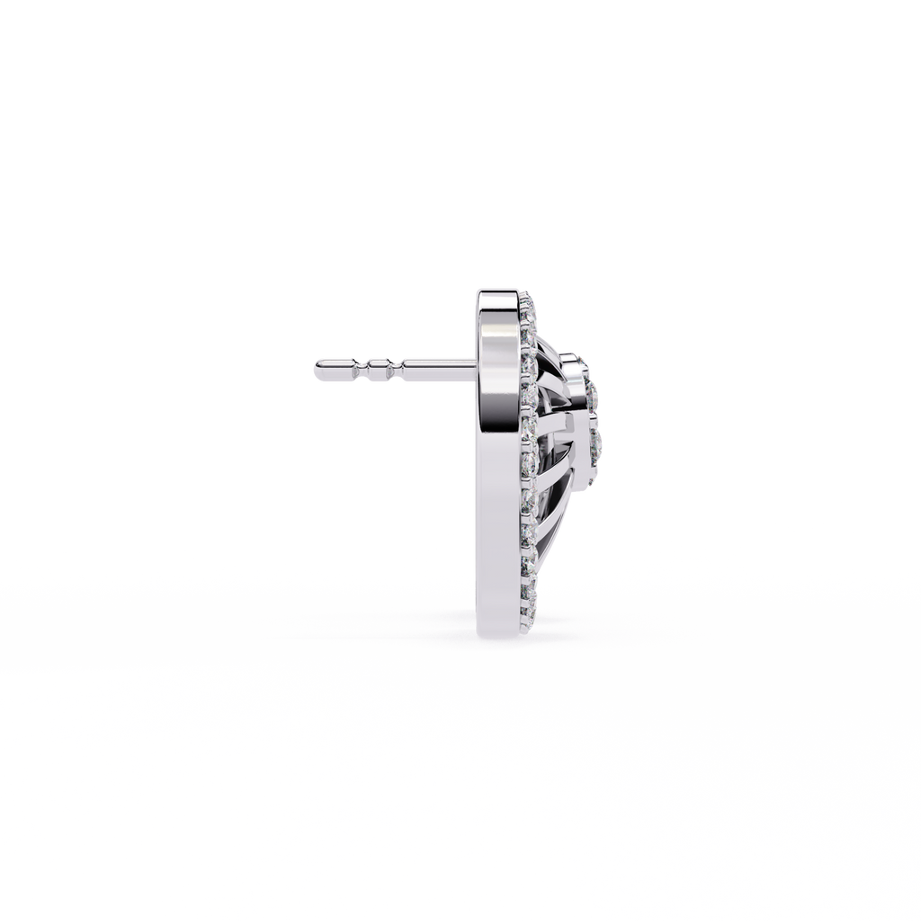 Elegant Round Halo Earrings  – Lab Grown Diamond Studs – Modern Halo Cluster Earrings –Radiant Sunburst Halo Earring –Lustraa’s Halo Earrings