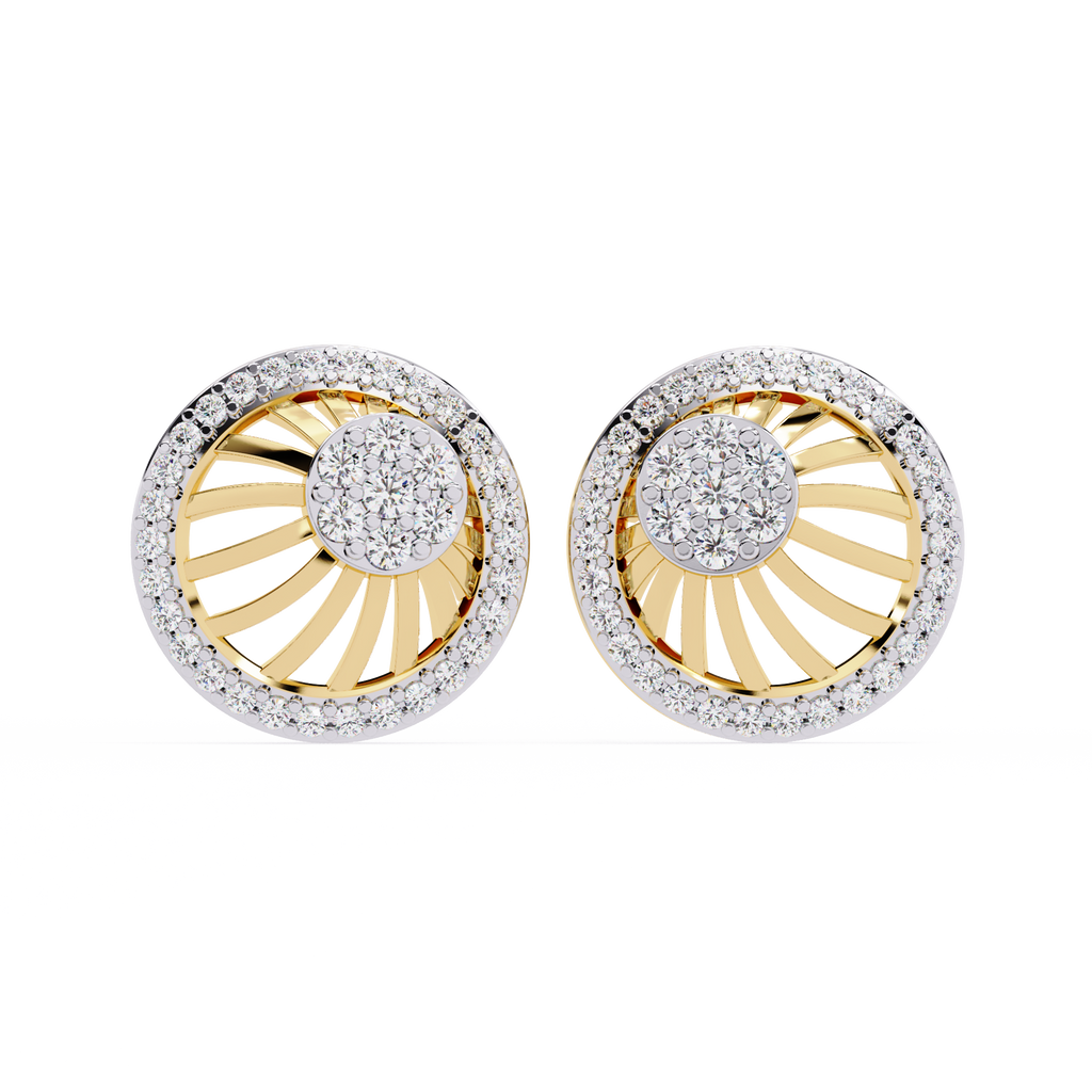 Elegant Round Halo Earrings  – Lab Grown Diamond Studs – Modern Halo Cluster Earrings –Radiant Sunburst Halo Earring –Lustraa’s Halo Earrings