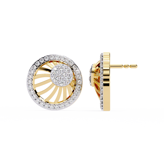 Elegant Round Halo Earrings  – Lab Grown Diamond Studs – Modern Halo Cluster Earrings –Radiant Sunburst Halo Earring –Lustraa’s Halo Earrings