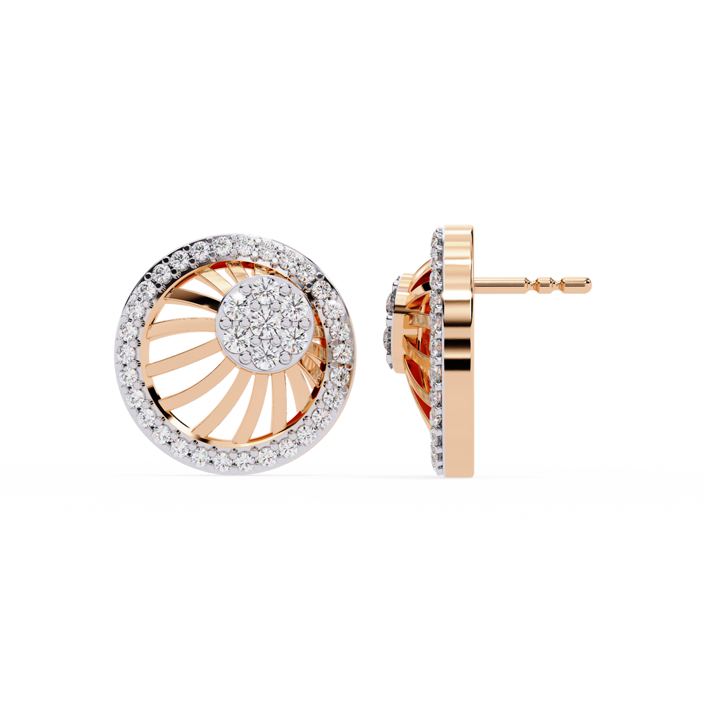 Elegant Round Halo Earrings  – Lab Grown Diamond Studs – Modern Halo Cluster Earrings –Radiant Sunburst Halo Earring –Lustraa’s Halo Earrings