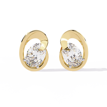 Minimalist 1.32 Carat Oval Cut Lab Grown Diamond Earrings – Sustainable Studs for Modern Everyday Elegance –Lustraa’s Diamond Earrings