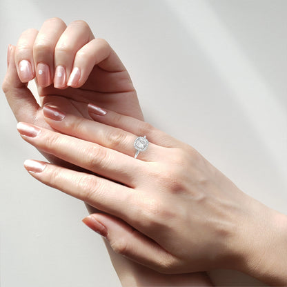 1.78 Carat Cushion Cut Lab Grown Diamond Halo Ring – Lustraa’s Classic Cushion Halo Engagement Ring