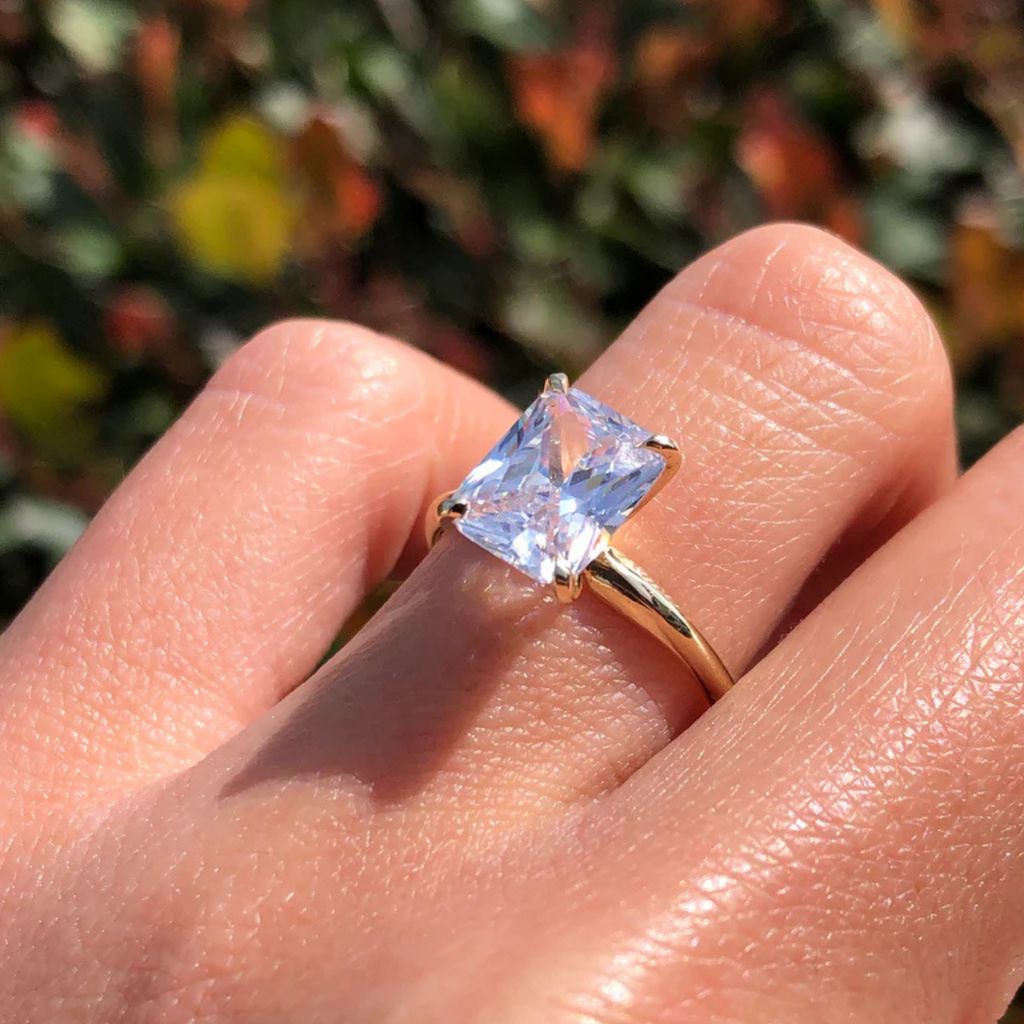 Radiant Cut Lab Grown Diamond Solitaire Engagement Ring – Classic Radiant Diamond Ring in Sleek Band – Lustraa’s Solitaire Ring