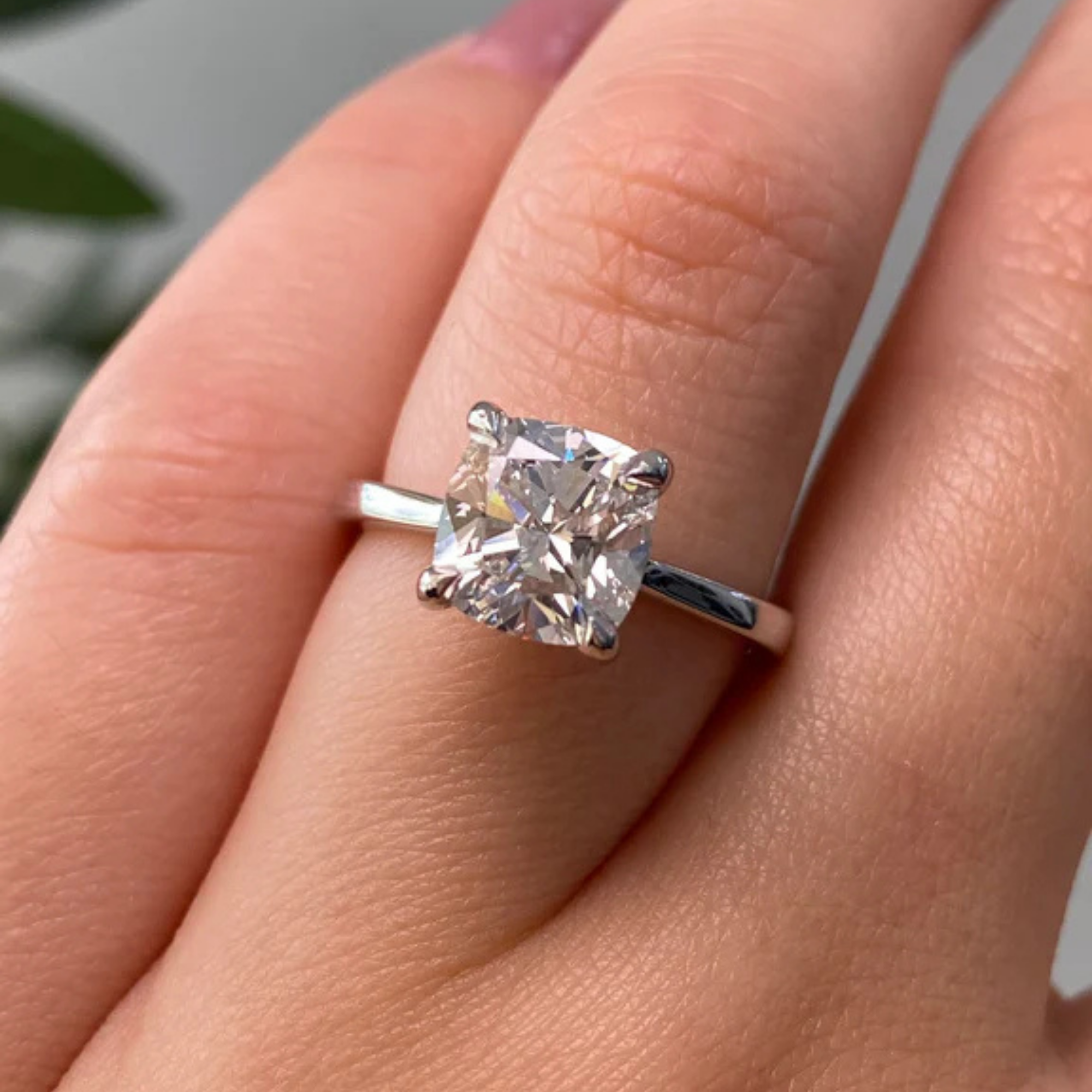 Cushion Cut Lab Grown Diamond Solitaire Engagement Ring –  Classic Cushion Diamond Ring in Elegant Band – Lustraa’s Solitaire Ring