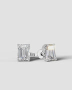 Lab Grown Diamond Emerald Solitaire Stud Earrings