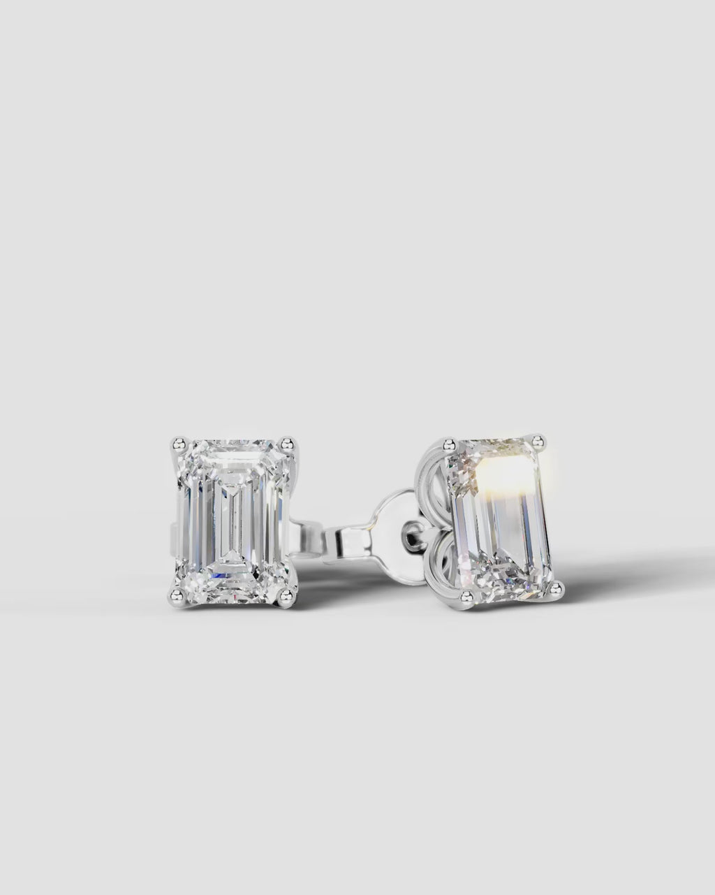 Lab Grown Diamond Emerald Solitaire Stud Earrings