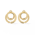 Modern Chain Hoop Lab Grown Diamond Earrings – Sustainable Luxury Round Cut Diamond Circle Studs for Women –Lustraa’s Minimalist Earrings