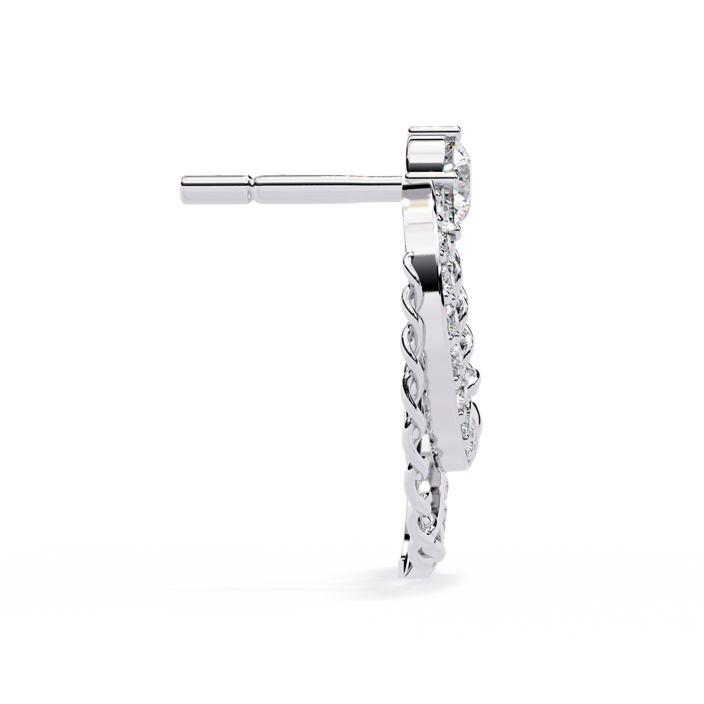 Modern Chain Hoop Lab Grown Diamond Earrings – Sustainable Luxury Round Cut Diamond Circle Studs for Women –Lustraa’s Minimalist Earrings