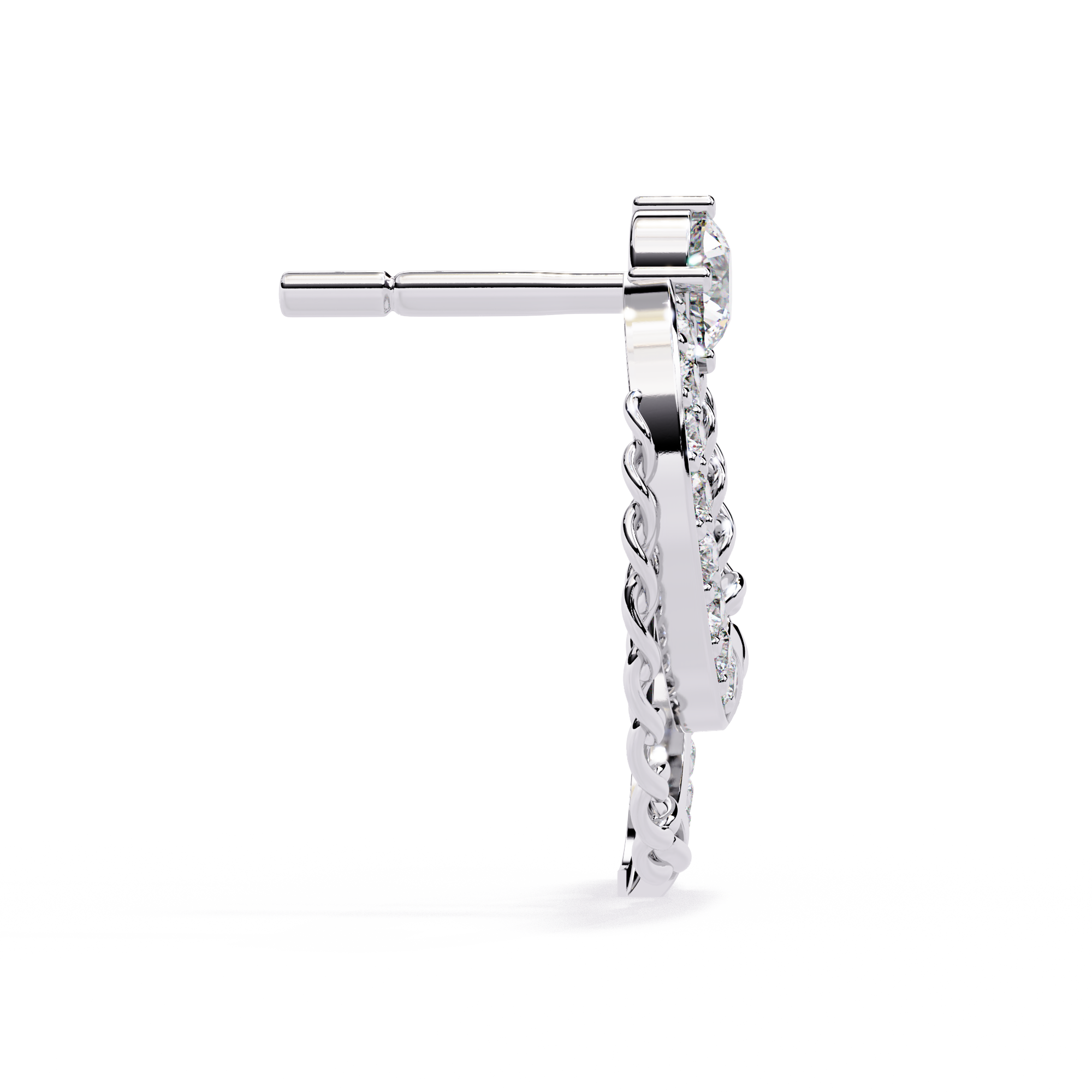 Modern Chain Hoop Lab Grown Diamond Earrings – Sustainable Luxury Round Cut Diamond Circle Studs for Women –Lustraa’s Minimalist Earrings