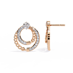 Modern Chain Hoop Lab Grown Diamond Earrings – Sustainable Luxury Round Cut Diamond Circle Studs for Women –Lustraa’s Minimalist Earrings