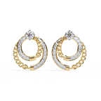 Modern Chain Hoop Lab Grown Diamond Earrings – Sustainable Luxury Round Cut Diamond Circle Studs for Women –Lustraa’s Minimalist Earrings