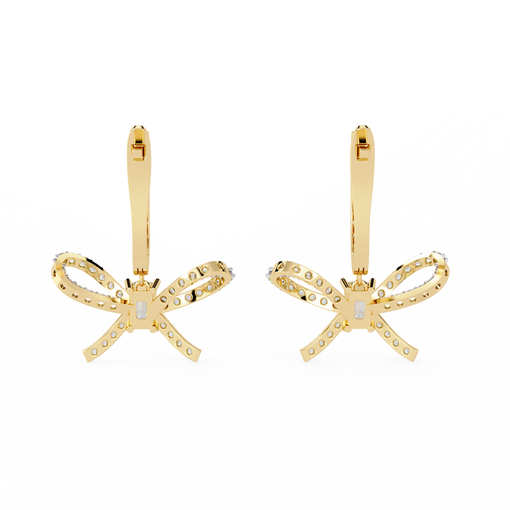 Bow Design Lab Grown Diamond Earrings – Emerald Cut Drop Earrings – Ethical & Elegant Fine Jewelry –Lustraa’s Diamond Earrings