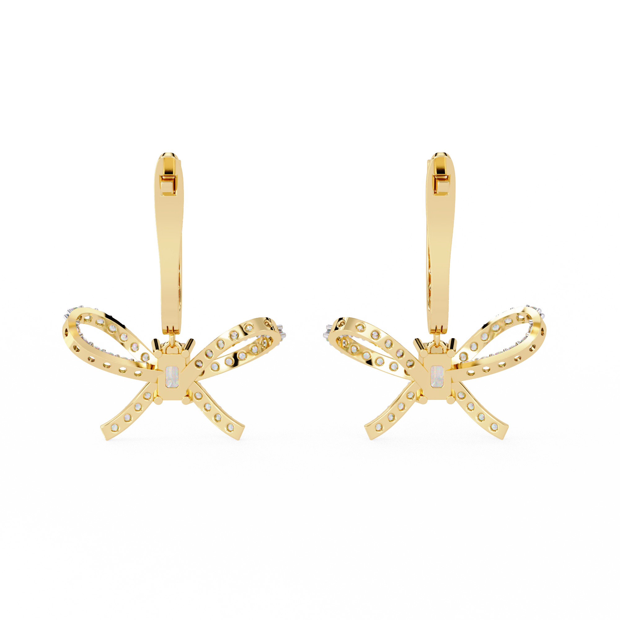 Bow Design Lab Grown Diamond Earrings – Emerald Cut Drop Earrings – Ethical & Elegant Fine Jewelry –Lustraa’s Diamond Earrings