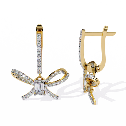 Bow Design Lab Grown Diamond Earrings |Emerald Cut Drop Earrings | Ethical & Elegant Fine Jewelry –Lustraa’s Floral Earring