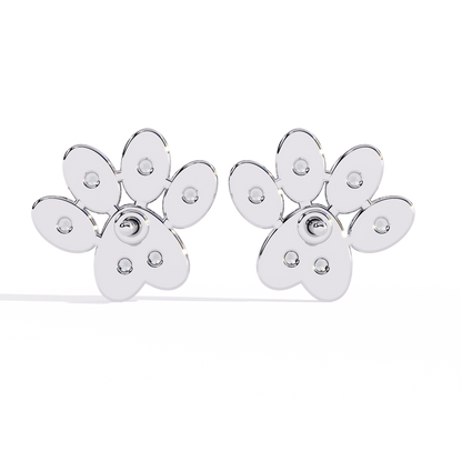Paw Print Lab Grown Diamond Earrings – Sustainable Pet Lover Jewelry – Animal Paw Studs with Eco-Friendly Diamonds –Lustraa’s Minimalist Earrings