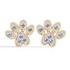 Paw Print Lab Grown Diamond Earrings – Sustainable Pet Lover Jewelry – Animal Paw Studs with Eco-Friendly Diamonds –Lustraa’s Minimalist Earrings
