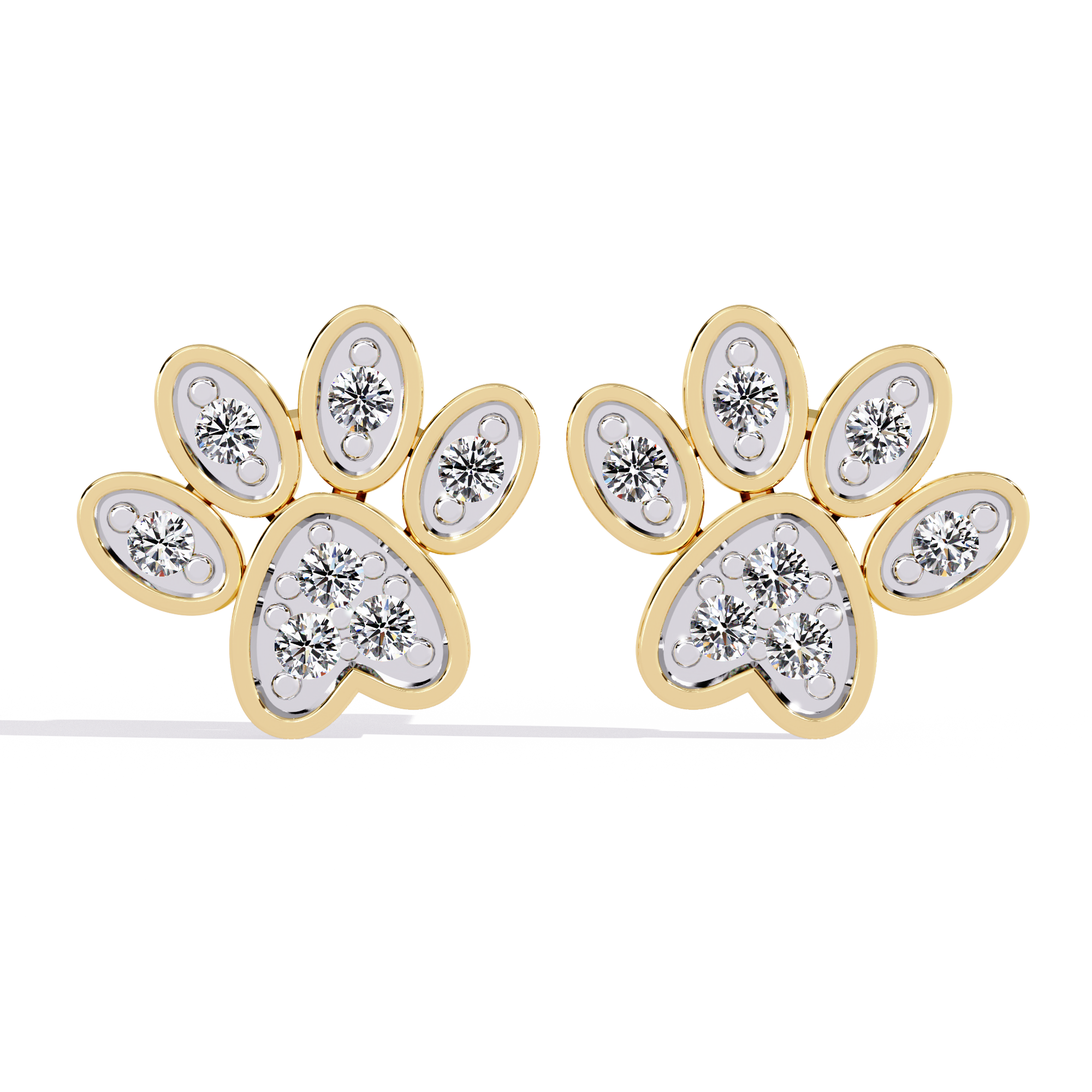Paw Print Lab Grown Diamond Earrings – Sustainable Pet Lover Jewelry – Animal Paw Studs with Eco-Friendly Diamonds –Lustraa’s Minimalist Earrings