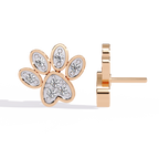 Paw Print Lab Grown Diamond Earrings – Sustainable Pet Lover Jewelry – Animal Paw Studs with Eco-Friendly Diamonds –Lustraa’s Minimalist Earrings