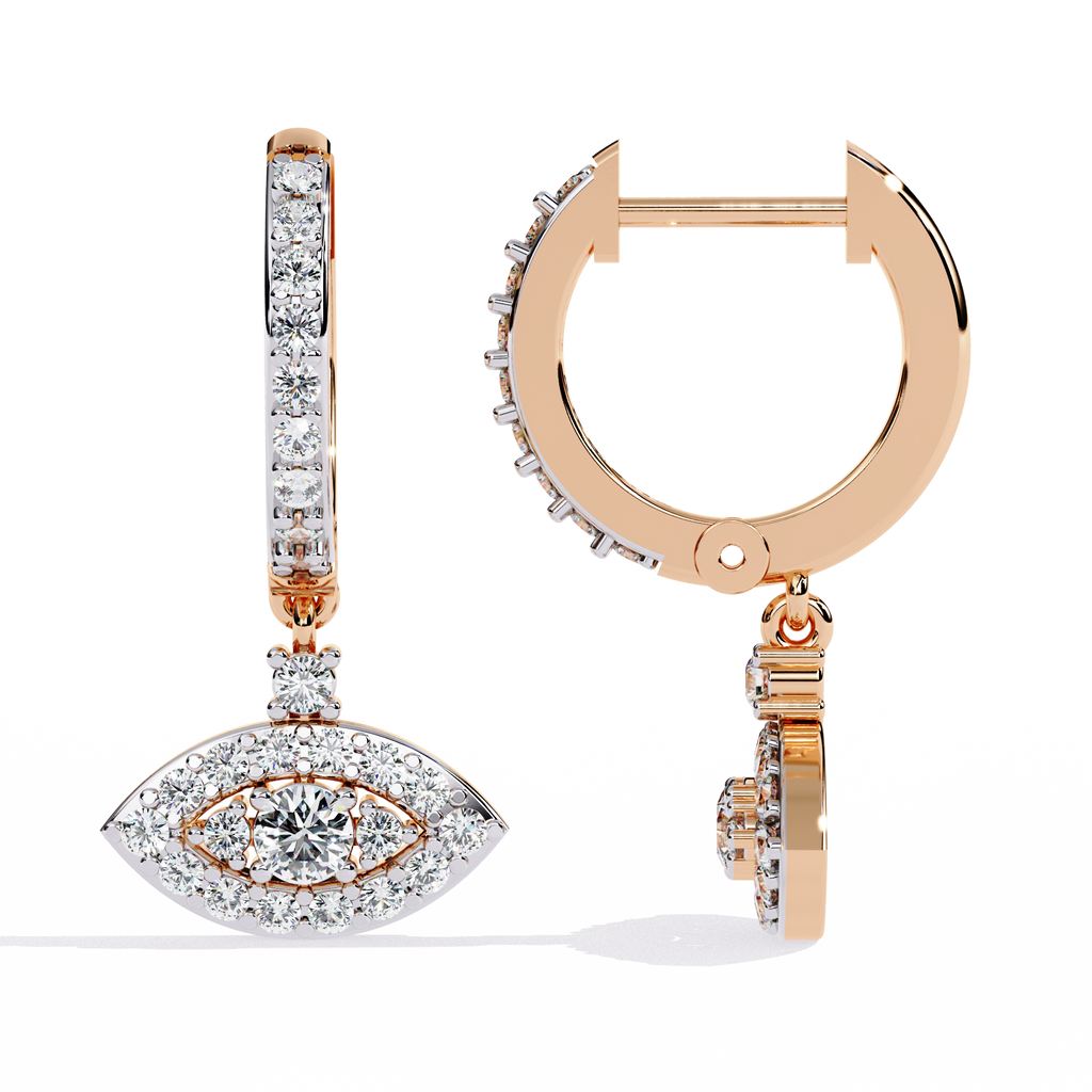 Evil Eye Lab Grown Diamond Hoop Earrings – Dainty Drop Earrings – Spiritual & Sustainable Fine Jewelry –Lustraa’s Diamond Earrings