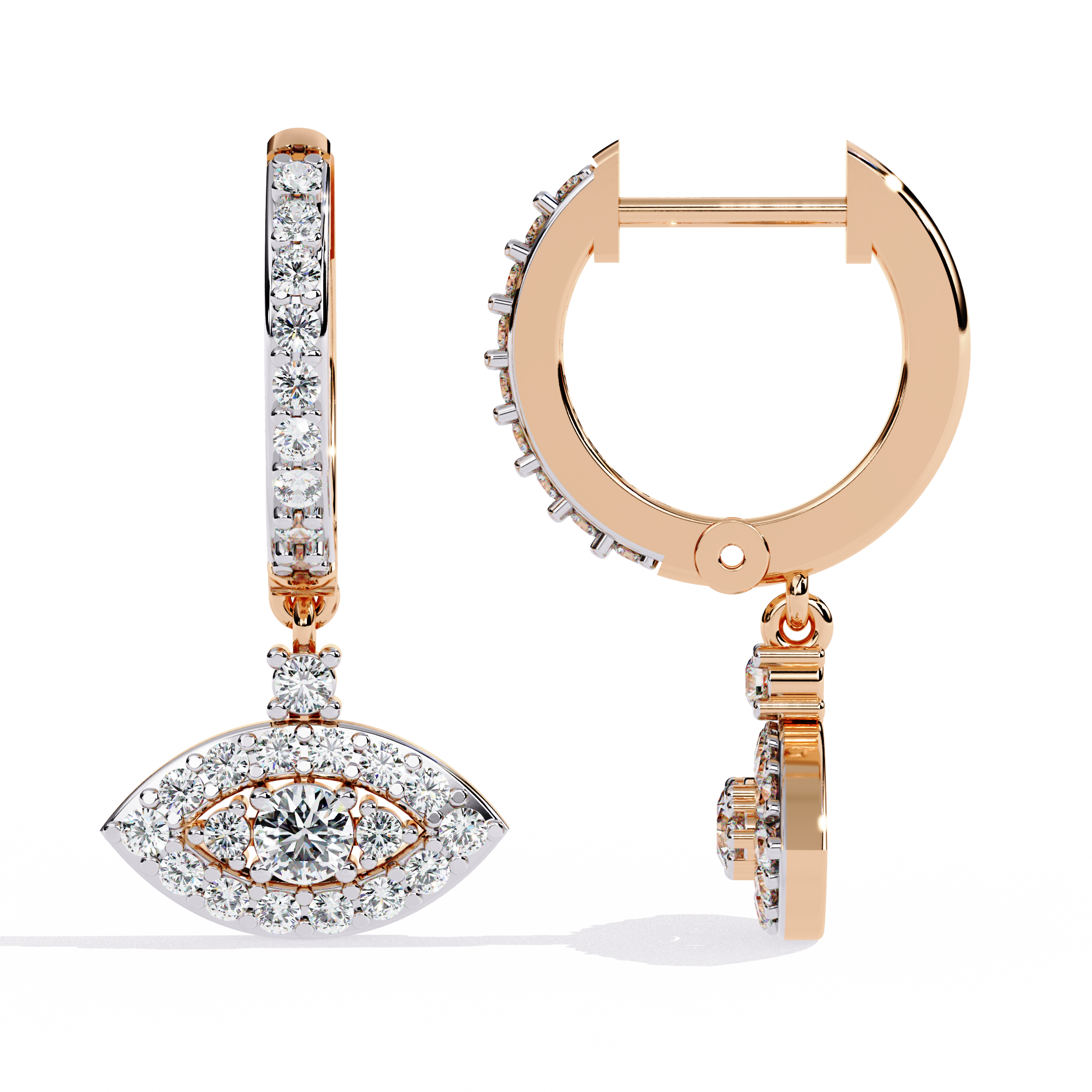 Evil Eye Lab Grown Diamond Hoop Earrings – Dainty Drop Earrings – Spiritual & Sustainable Fine Jewelry –Lustraa’s Diamond Earrings