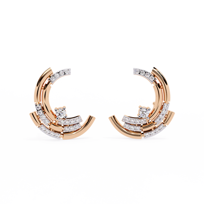Modern Crescent Lab Grown Diamond Earrings | Morden Contemporary Studs | Sustainable & Ethical Fine Jewelry –Lustraa’s Diamond Earrings