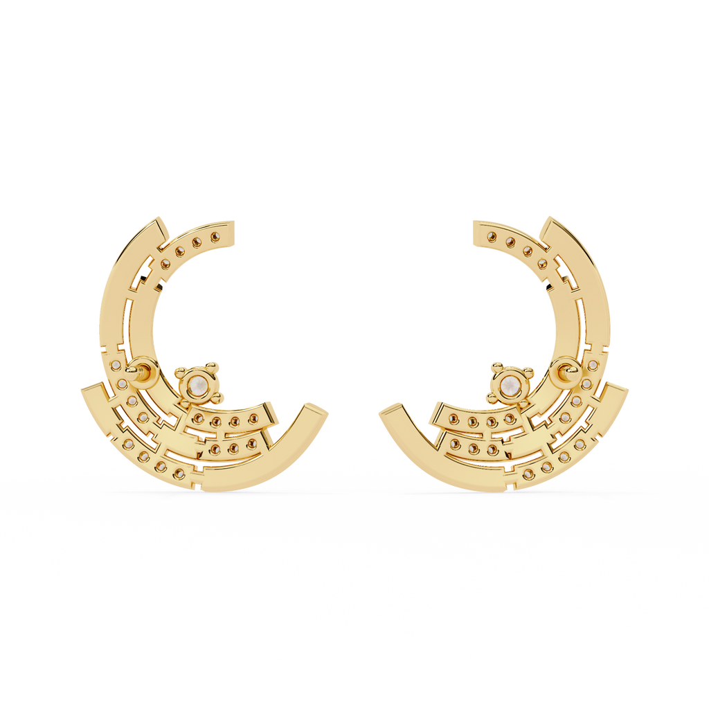 Modern Crescent Lab Grown Diamond Earrings – Morden Contemporary Studs – Sustainable & Ethical Fine Jewelry – Lustraa’s Diamond Earrings