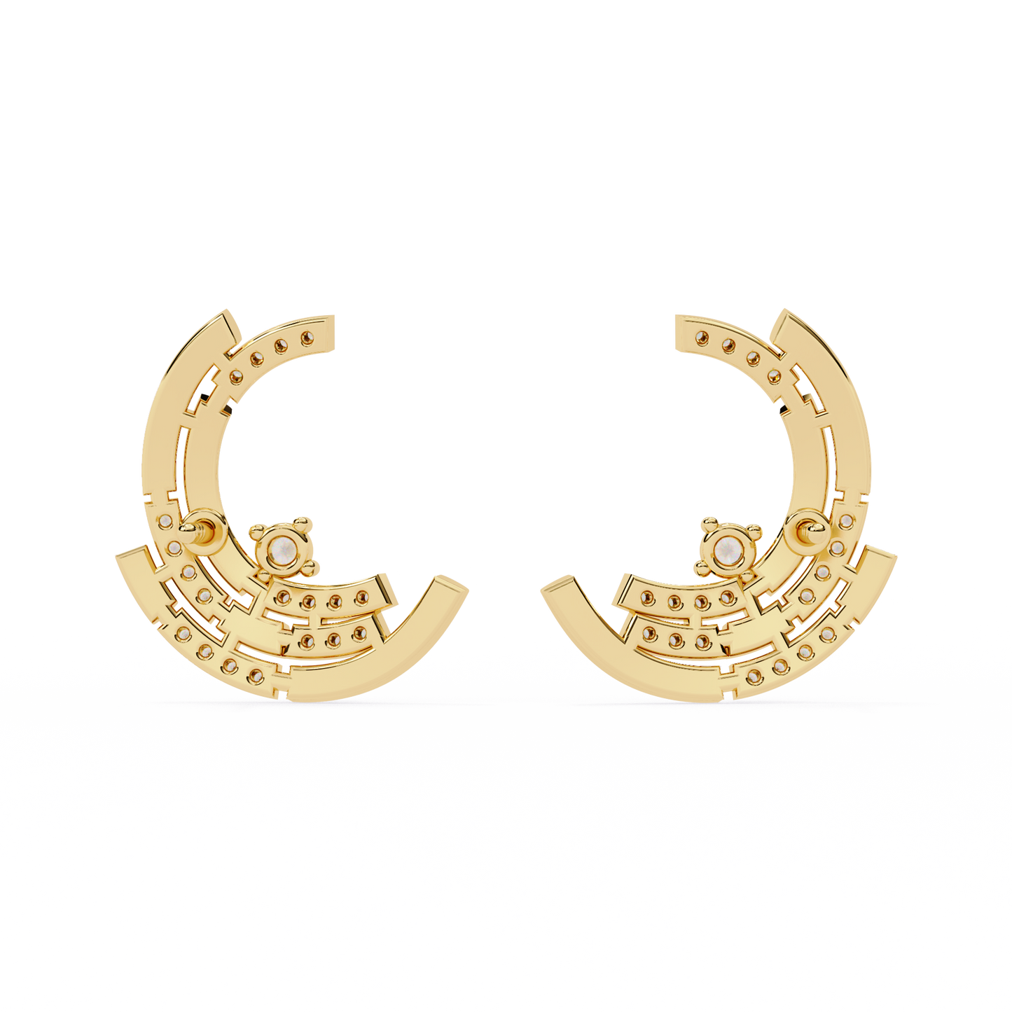 Modern Crescent Lab Grown Diamond Earrings | Morden Contemporary Studs | Sustainable & Ethical Fine Jewelry –Lustraa’s Diamond Earrings