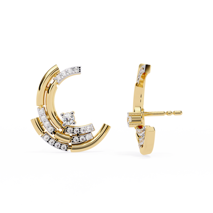 Modern Crescent Lab Grown Diamond Earrings | Morden Contemporary Studs | Sustainable & Ethical Fine Jewelry –Lustraa’s Diamond Earrings