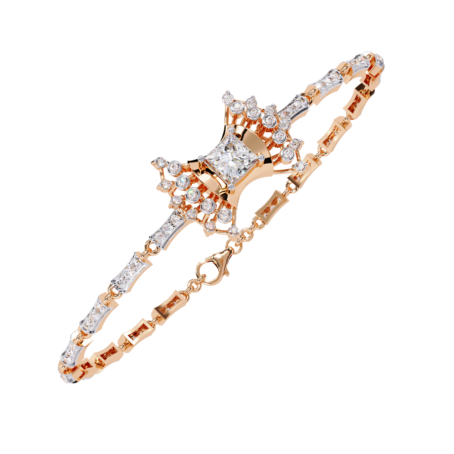 0.78 Carat Princess Cut Lab Grown Diamond Designer Bracelet– Elegant Statement Diamond Bracelet - Lustraa’s Diamond Bracelet