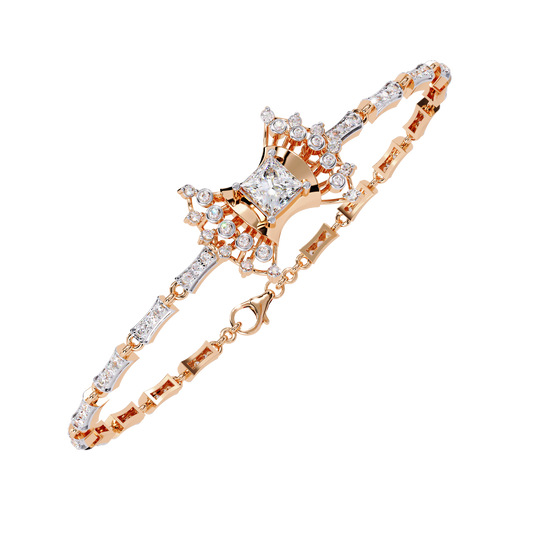 0.78 Carat Princess Cut Lab Grown Diamond Designer Bracelet– Elegant Statement Diamond Bracelet - Lustraa’s Diamond Bracelet