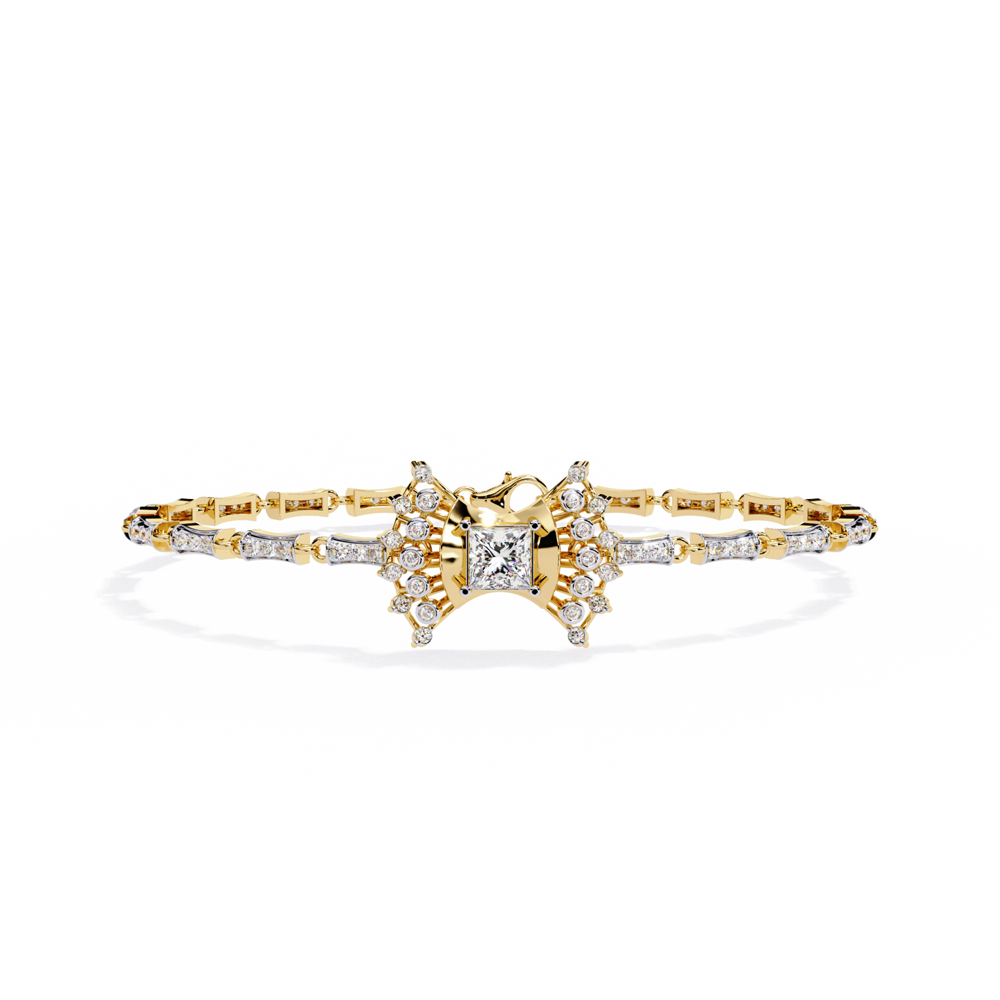 0.78 Carat Princess Cut Lab Grown Diamond Designer Bracelet– Elegant Statement Diamond Bracelet - Lustraa’s Diamond Bracelet