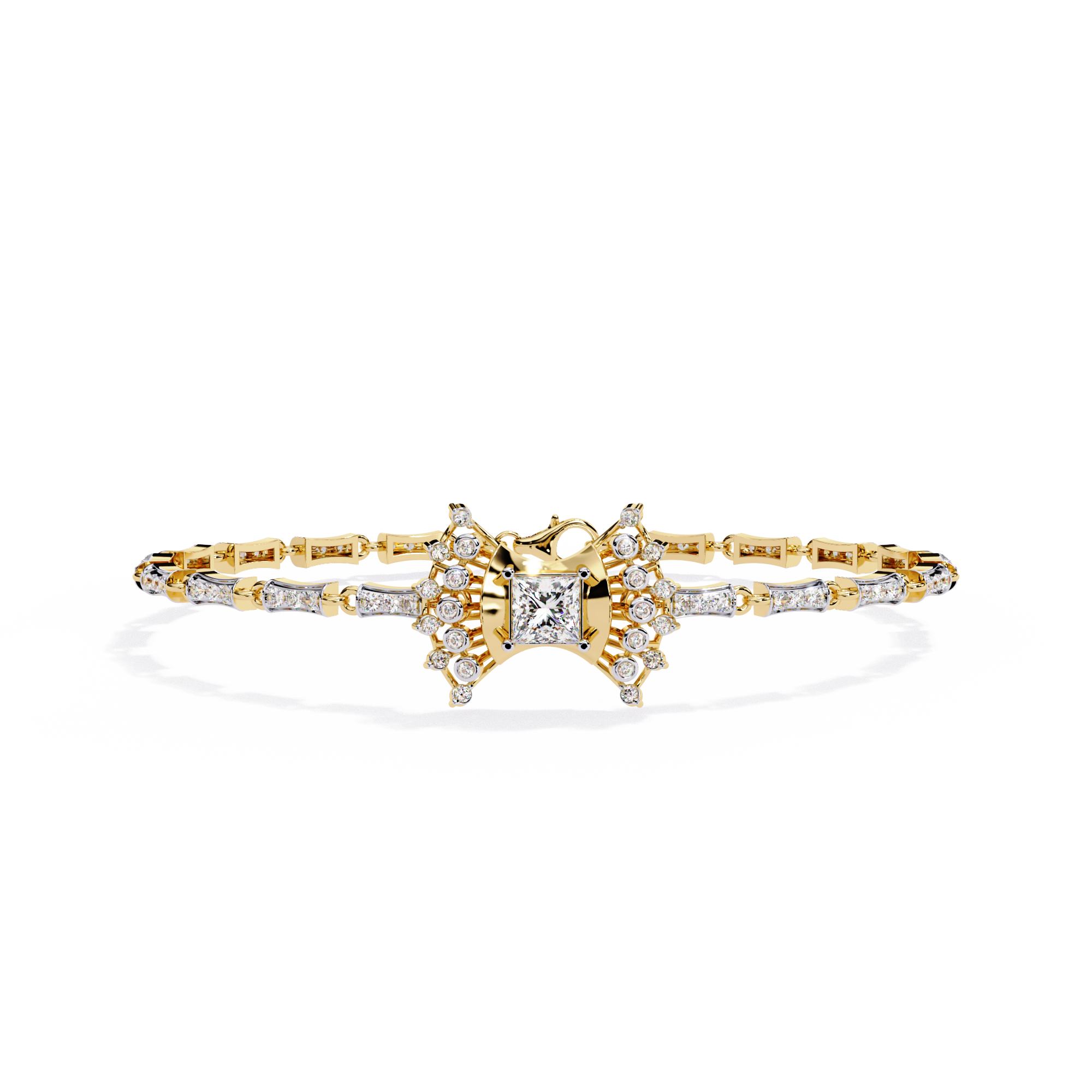 Bow design Round and Princess Lab Grown Diamond Bracelet– Elegant Statement Bracelet - Lustraa’s Diamond Bracelet