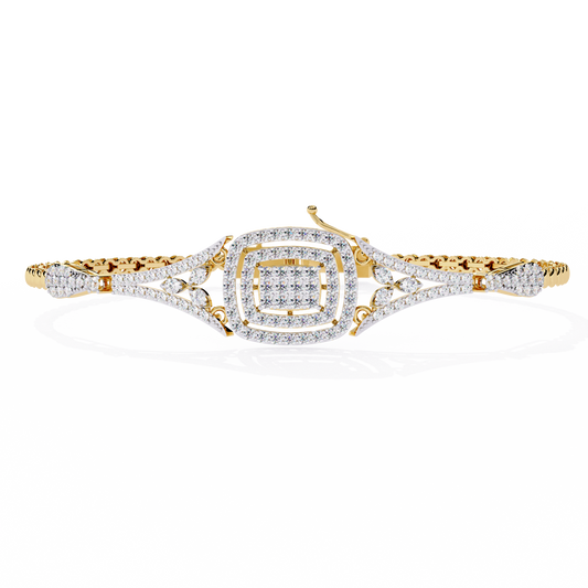 Round Lab Grown Diamond Cushion Cluster Bracelet | Pavé Diamond Bangle | Sustainable Fine Jewelry – Lustraa’s Minimalist Bracelet