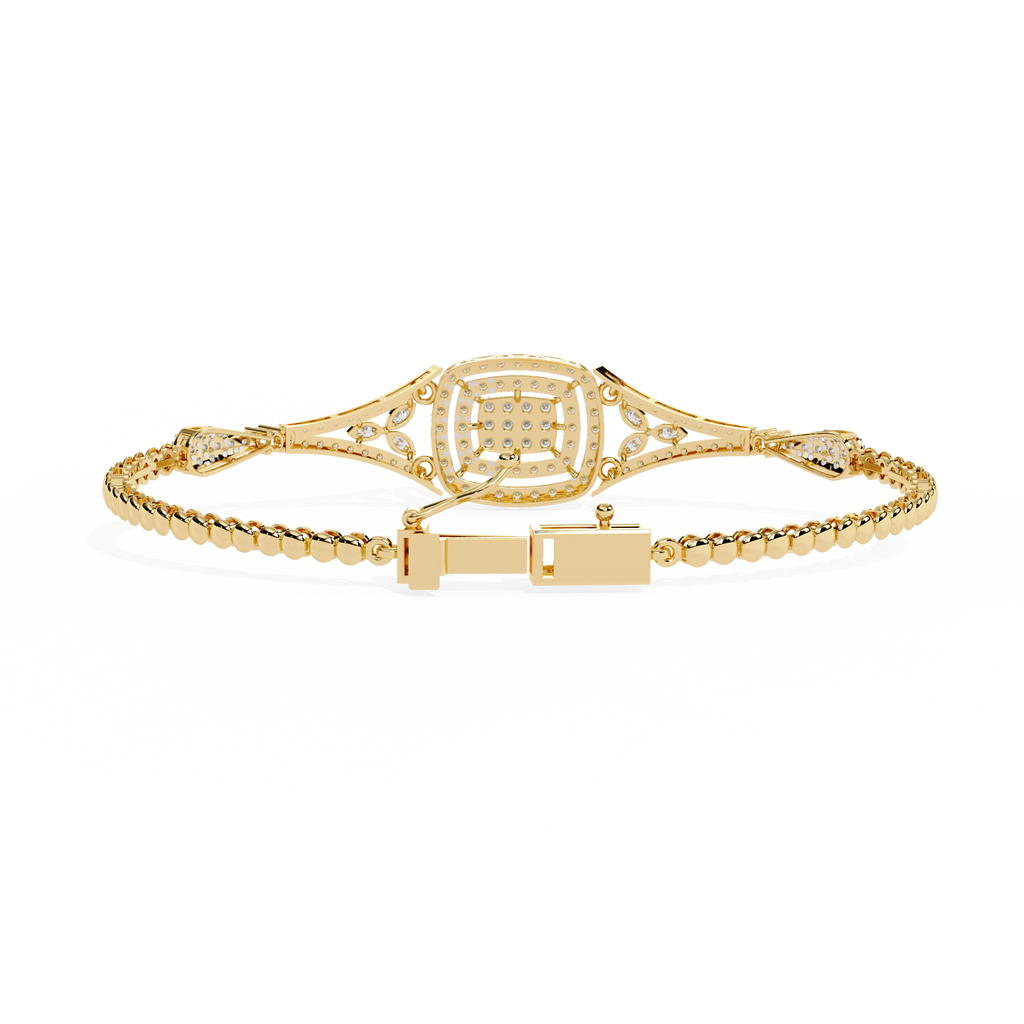 Round Lab Grown Diamond Cushion Cluster Bracelet – Pavé Diamond Bangle – Sustainable Fine Jewelry – Lustraa’s Minimalist Bracelet